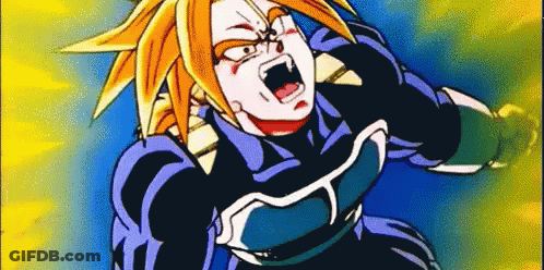 A Close Up Of A Cartoon Character 'S Face With A Blue And Yellow Background GIF