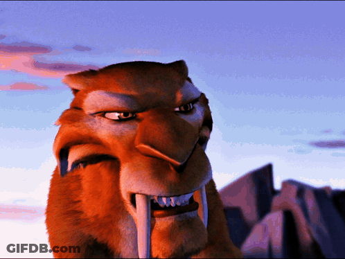 A Close Up Of A Cartoon Character 'S Face With A Blue Sky In The Background GIF