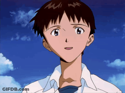 A Close Up Of A Cartoon Character 'S Face With A Blue Sky In The Background GIF