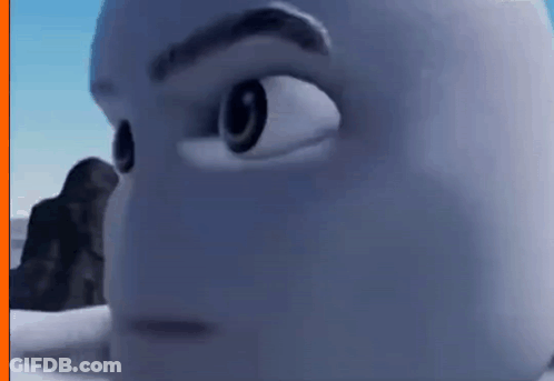 A Close Up Of A Cartoon Character 'S Face With A Blue Sky In The Background . GIF
