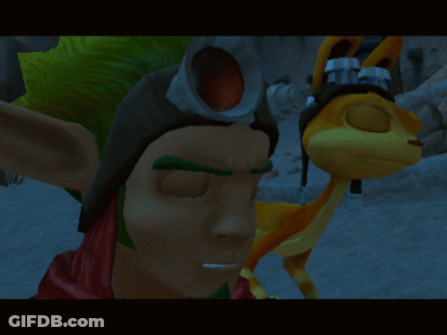 A Close Up Of A Cartoon Character 'S Face With A Dragon In The Background GIF