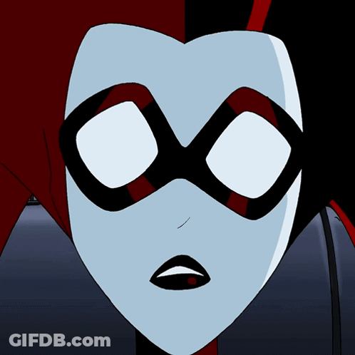A Close Up Of A Cartoon Character 'S Face With A Heart Shaped Mask On GIF
