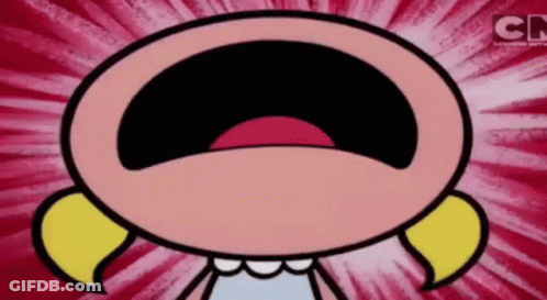 A Close Up Of A Cartoon Character 'S Face With A Large Mouth . GIF