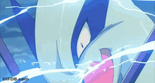 A Close Up Of A Cartoon Character 'S Face With A Pink Tongue Sticking Out GIF
