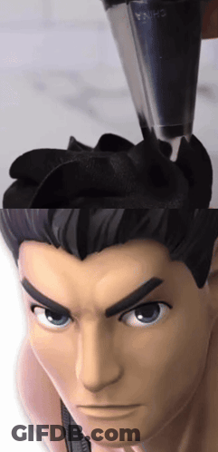 A Close Up Of A Cartoon Character 'S Face With A Piping Bag That Says China GIF