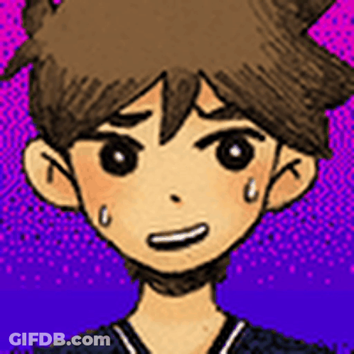 A Close Up Of A Cartoon Character 'S Face With A Purple And Pink Background . GIF