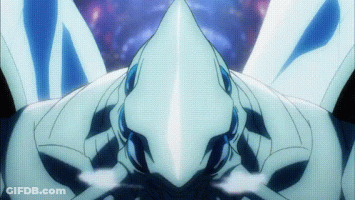 A Close Up Of A Cartoon Character 'S Face With A Purple Background GIF