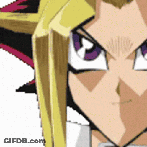 A Close Up Of A Cartoon Character 'S Face With A Purple Eye GIF