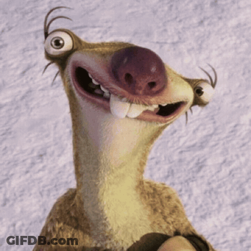 A Close Up Of A Cartoon Character 'S Face With A Purple Nose GIF