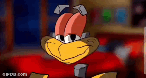 A Close Up Of A Cartoon Character 'S Face With A Red Background . GIF