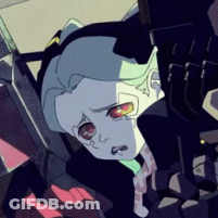 A Close Up Of A Cartoon Character 'S Face With A Red Eye GIF