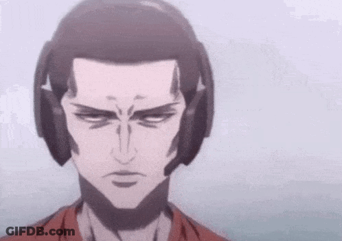 A Close Up Of A Cartoon Character 'S Face With A Red Shirt On . GIF