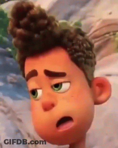 A Close Up Of A Cartoon Character 'S Face With A Surprised Expression . GIF