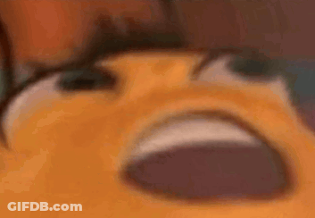 A Close Up Of A Cartoon Character 'S Face With A Surprised Expression . GIF