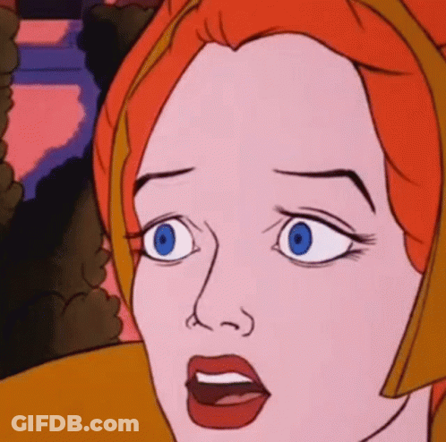 A Close Up Of A Cartoon Character 'S Face With A Surprised Expression . GIF