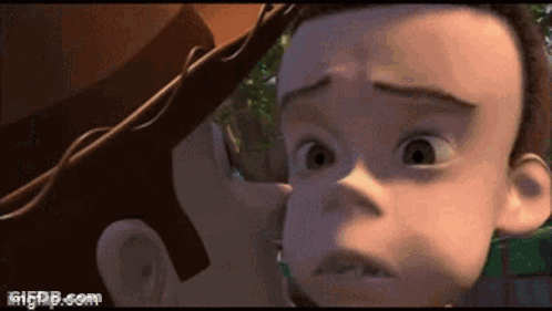A Close Up Of A Cartoon Character 'S Face With A Surprised Look On It . GIF