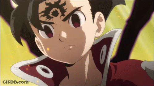 A Close Up Of A Cartoon Character 'S Face With A Symbol On His Forehead GIF