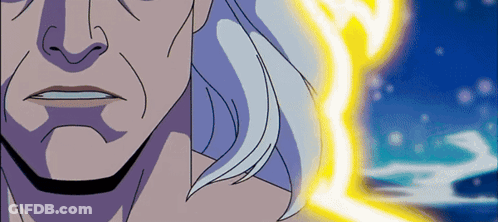A Close Up Of A Cartoon Character 'S Face With A Yellow Light Behind Him GIF