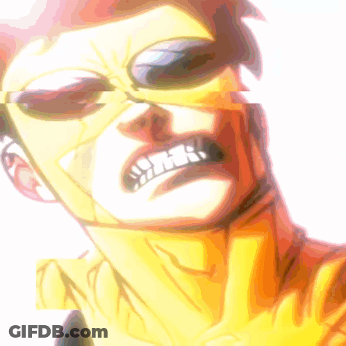 A Close Up Of A Cartoon Character 'S Face With A Yellow Mask On GIF