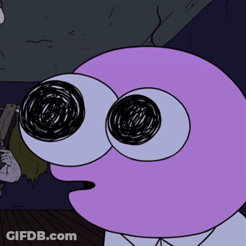 A Close Up Of A Cartoon Character 'S Face With Big Eyes GIF