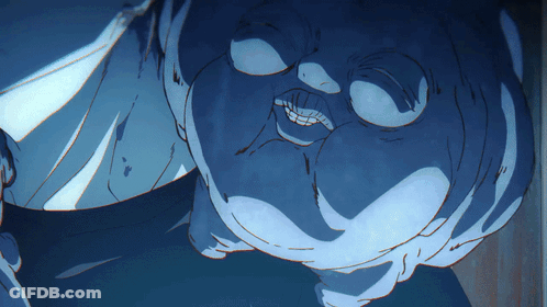 A Close Up Of A Cartoon Character 'S Face With Big Eyes GIF