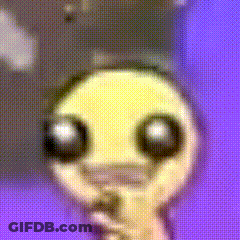 A Close Up Of A Cartoon Character 'S Face With Big Eyes On A Purple Background GIF