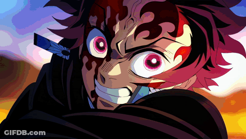 A Close Up Of A Cartoon Character 'S Face With Blood On It GIF