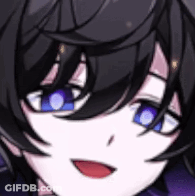 A Close Up Of A Cartoon Character 'S Face With Blue Eyes And A Red Mouth . GIF