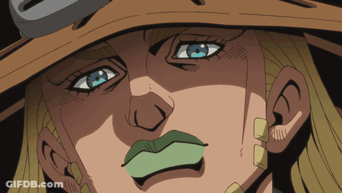 A Close Up Of A Cartoon Character 'S Face With Blue Eyes GIF