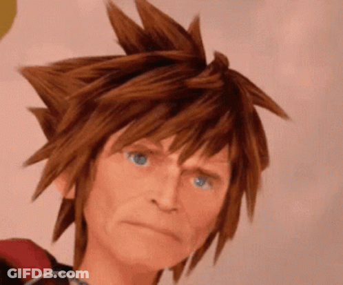 A Close Up Of A Cartoon Character 'S Face With Blue Eyes GIF