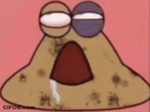 A Close Up Of A Cartoon Character 'S Face With Glasses On A Red Background . GIF