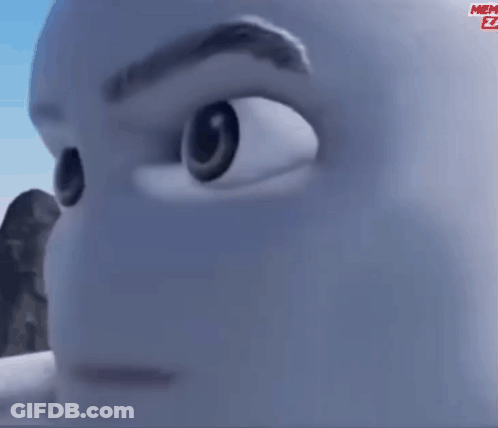 A Close Up Of A Cartoon Character 'S Face With Memez Written On The Bottom Right GIF