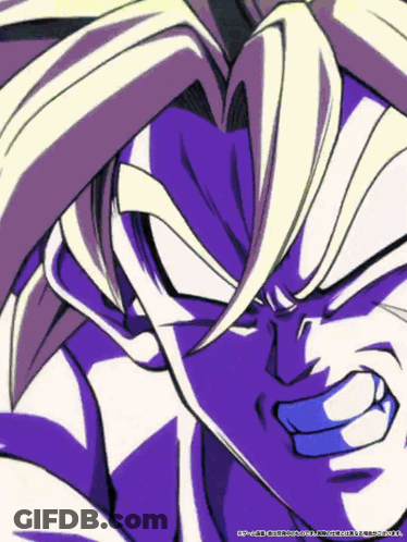 A Close Up Of A Cartoon Character 'S Face With Purple Hair GIF