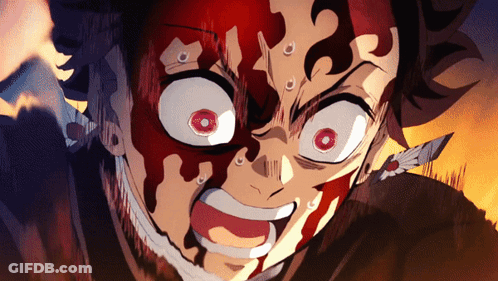 A Close Up Of A Cartoon Character 'S Face With Red Eyes GIF