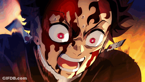 A Close Up Of A Cartoon Character 'S Face With Red Eyes GIF