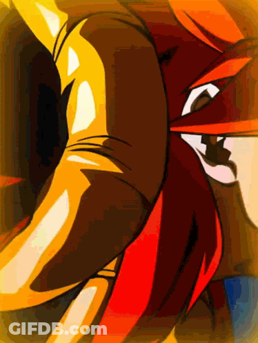A Close Up Of A Cartoon Character 'S Face With Red Hair GIF