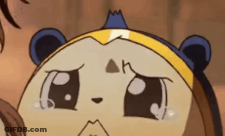 A Close Up Of A Cartoon Character 'S Face With Tears Coming Out Of It . GIF