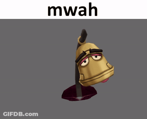 A Close Up Of A Cartoon Character 'S Face With The Word Mwah Below It GIF