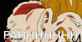 A Close Up Of A Cartoon Character 'S Face With The Words ' Fahrhhhh ' Written In White Letters GIF