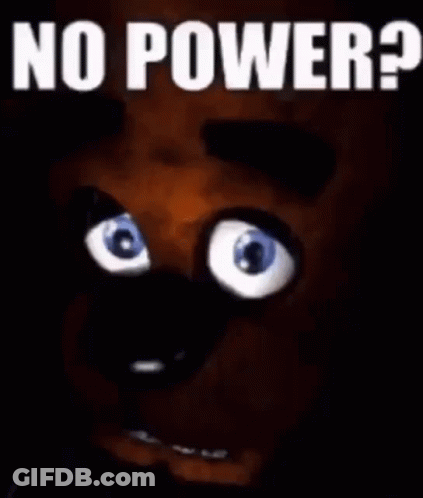 A Close Up Of A Cartoon Character 'S Face With The Words `` No Power '' Above It . GIF