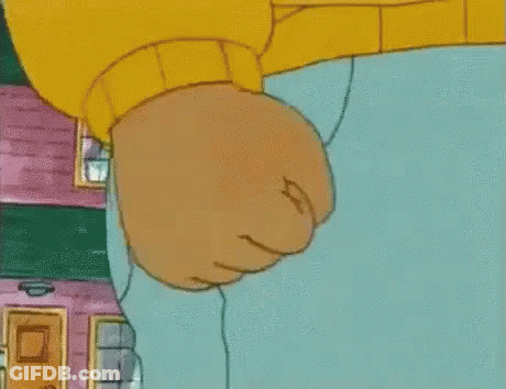 A Close Up Of A Cartoon Character 'S Fist Against A Blue Background . GIF