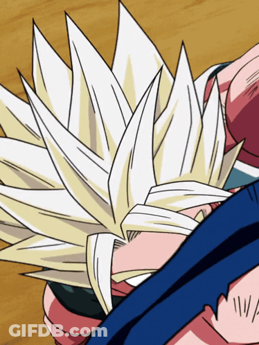 A Close Up Of A Cartoon Character 'S Hair With A Blue Stripe On It GIF