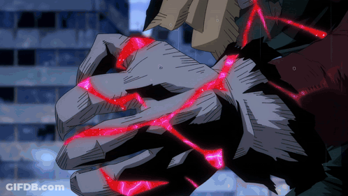A Close Up Of A Cartoon Character 'S Hand With Red Glowing Lines Coming Out Of It GIF
