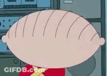 A Close Up Of A Cartoon Character 'S Head With A Red Shirt On . GIF