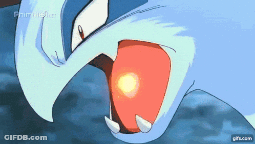 A Close Up Of A Cartoon Character 'S Mouth With A Red And Yellow Glowing Center . GIF