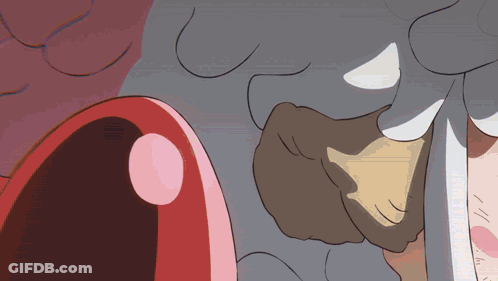 Cartoon Character's Mouth With Red Circle GIF