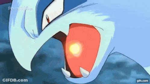 A Close Up Of A Cartoon Character 'S Mouth With A Red Tongue And A Yellow Eye . GIF