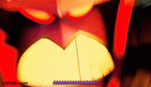 A Close Up Of A Cartoon Character 'S Mouth With The Words Ahhhh Written In Purple GIF