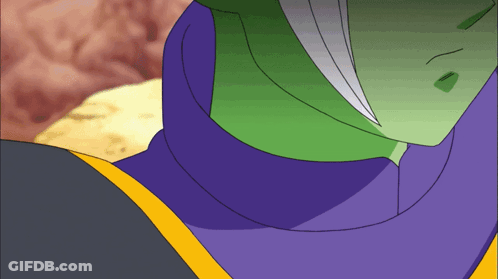A Close Up Of A Cartoon Character 'S Neck With A Yellow Stripe GIF