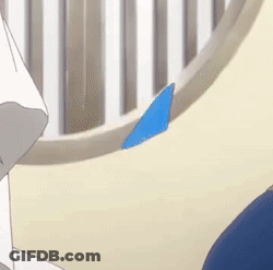 Cartoon Character's Tail With Blue Triangle GIF